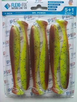 PSP Flexi Fix Nature Line 120mm  6 Stück Gummifisch Zander Hecht Barsch Raubfisch