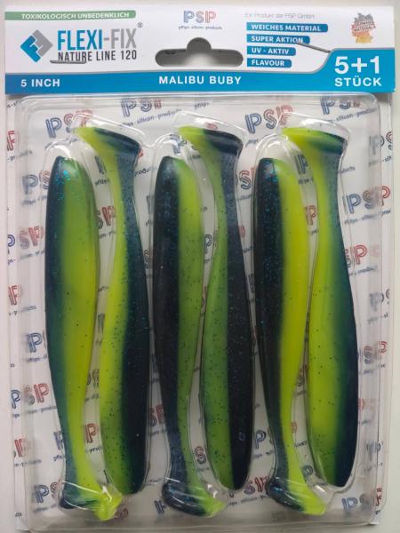 PSP Flexi Fix Nature Line 120mm  6 Stück Gummifisch Zander Hecht Barsch Raubfisch