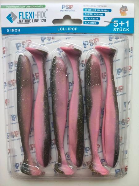 PSP Flexi Fix Nature Line 120mm  6 Stück Gummifisch Zander Hecht Barsch Raubfisch