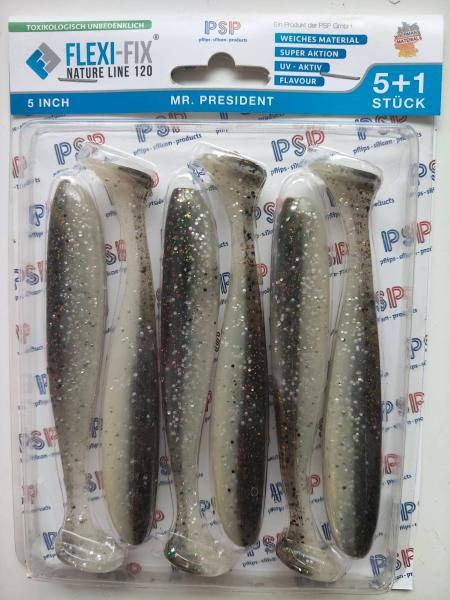 PSP Flexi Fix Nature Line 120mm  6 Stück Gummifisch Zander Hecht Barsch Raubfisch