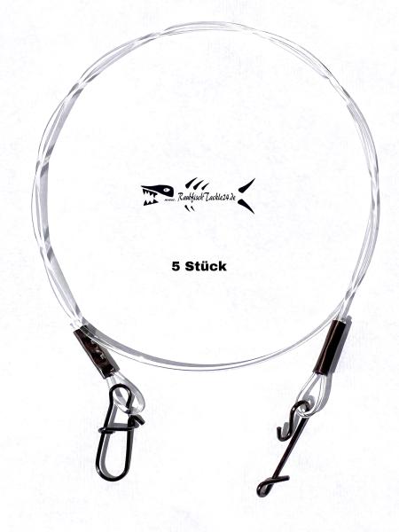 Fluorocarbon Vorfach WFT mit Snap Wirbel oder No Knot 5er/Pack