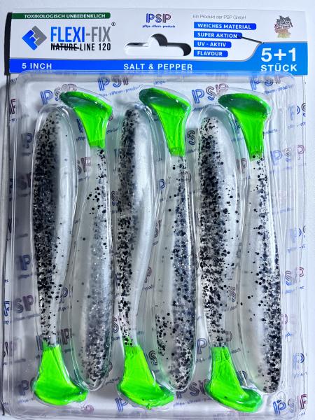 PSP Flexi Fix Nature Line 120mm  6 Stück Gummifisch Zander Hecht Barsch Raubfisch